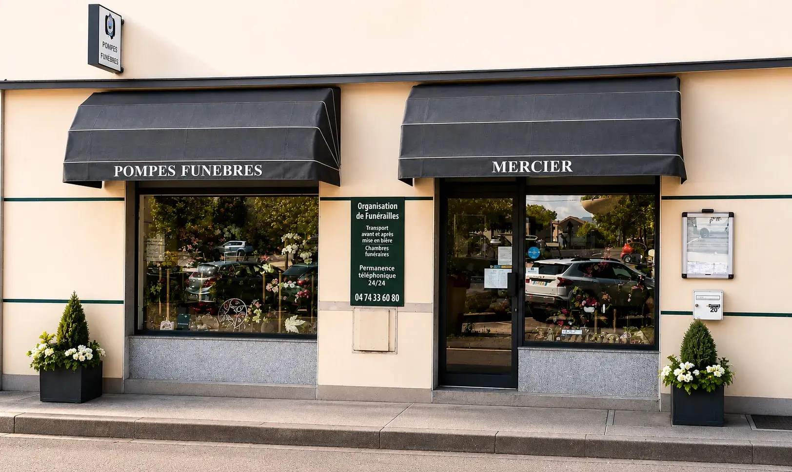 Devanture du magasin Pompes Funèbres Mercier aux Avenières-Veyrins-Thuellin